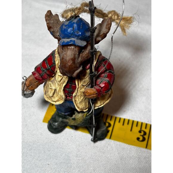 Moose Fisherman Christmas Ornament Fish on the Line Moose 3.5” Cabin woodsy - Picture 7 of 7